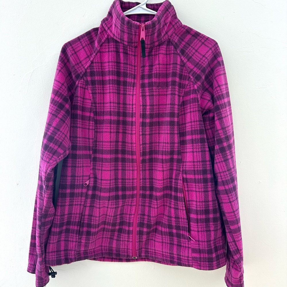 Columbia Magenta & Black Zip-Up Plaid Fleece
Women’s XL